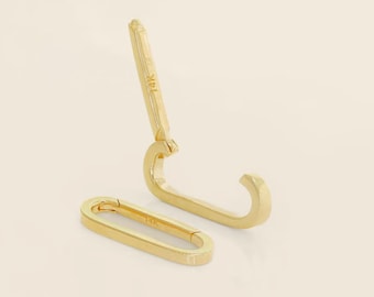 Conector de cierre para realzar dijes ovalados de oro macizo, eslabón para colgante de oro amarillo de 9K, 14K y 18K
