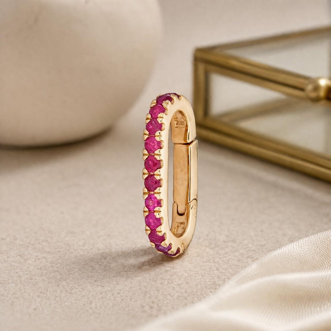 Solid 14K Gold Ruby Enhancer Clasp, Handmade Jewelry Gift Her - Etsy