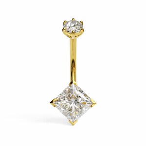 Navelring i 14k guld: Navelpiercing med labbodlad diamant