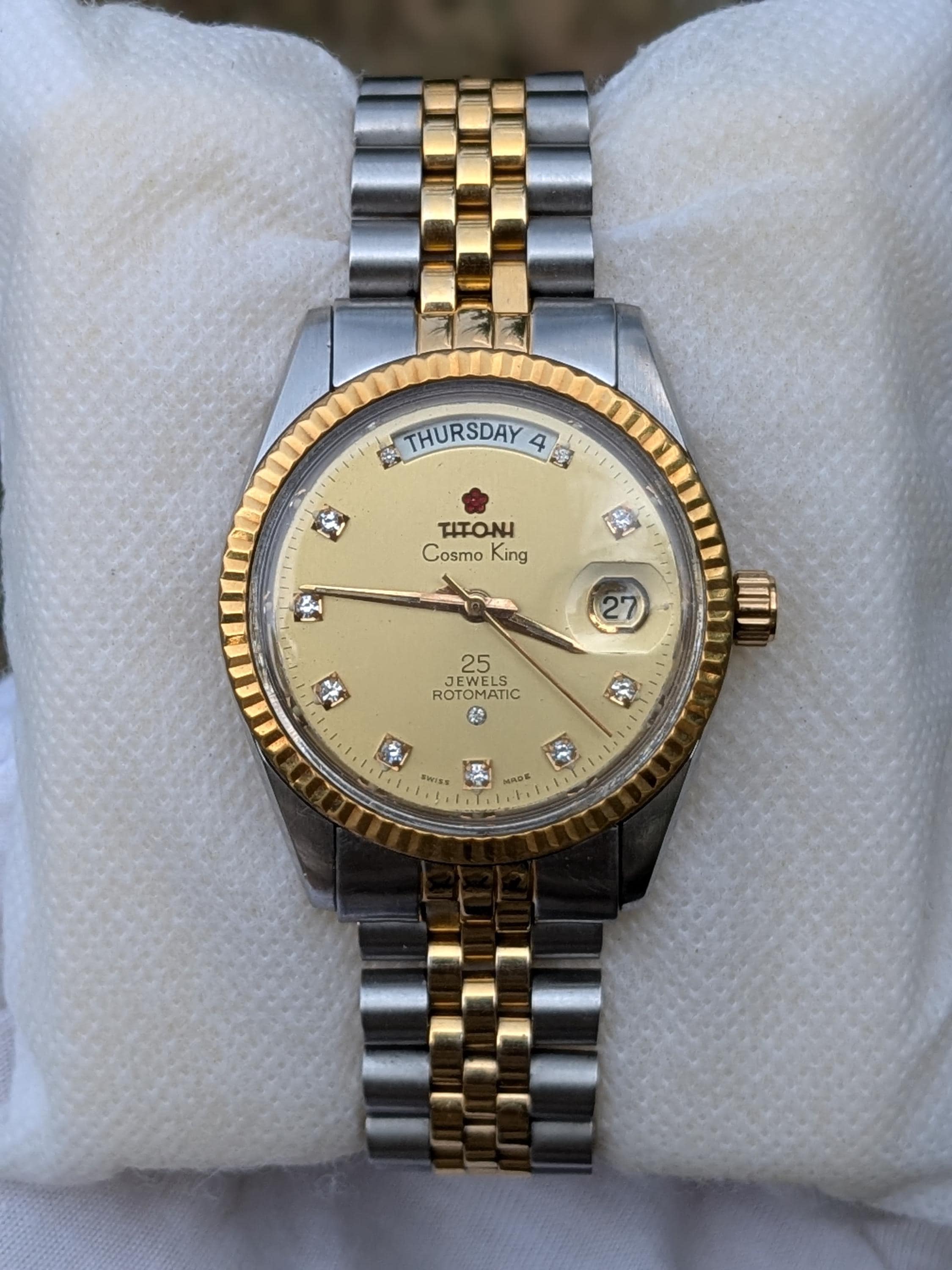 Genuine Titoni President Cosmoking 25jewels Rotomatic Champagne