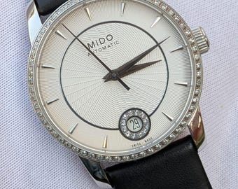 Mido Automatic Crystal White Dial Unisex Watch Swiss Made 33MM