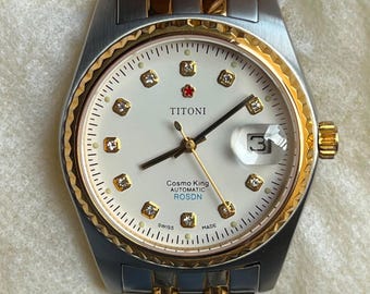 titti★ Vintage Titoni Space Star 939 Black Day Date Dial 25jewels