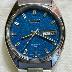 Vintage 1970s Seiko 6309 deep blue snowflake automatic watch – day/date,JDM