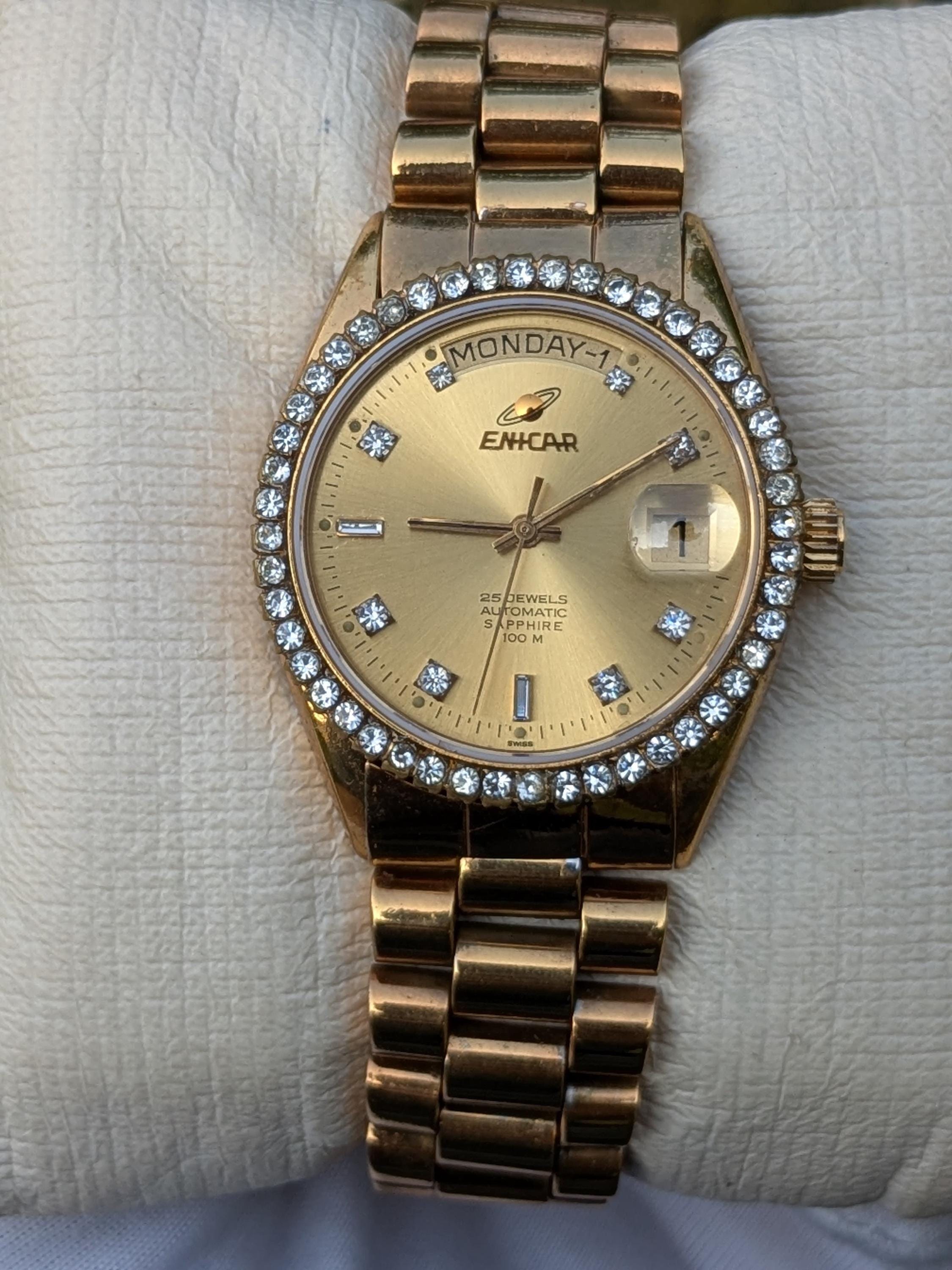 Gold enicar watch - Etsy 日本