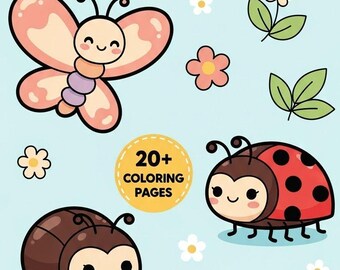 Libro da colorare di insetti e insetti per bambini / Farfalle, / PDF stampabile