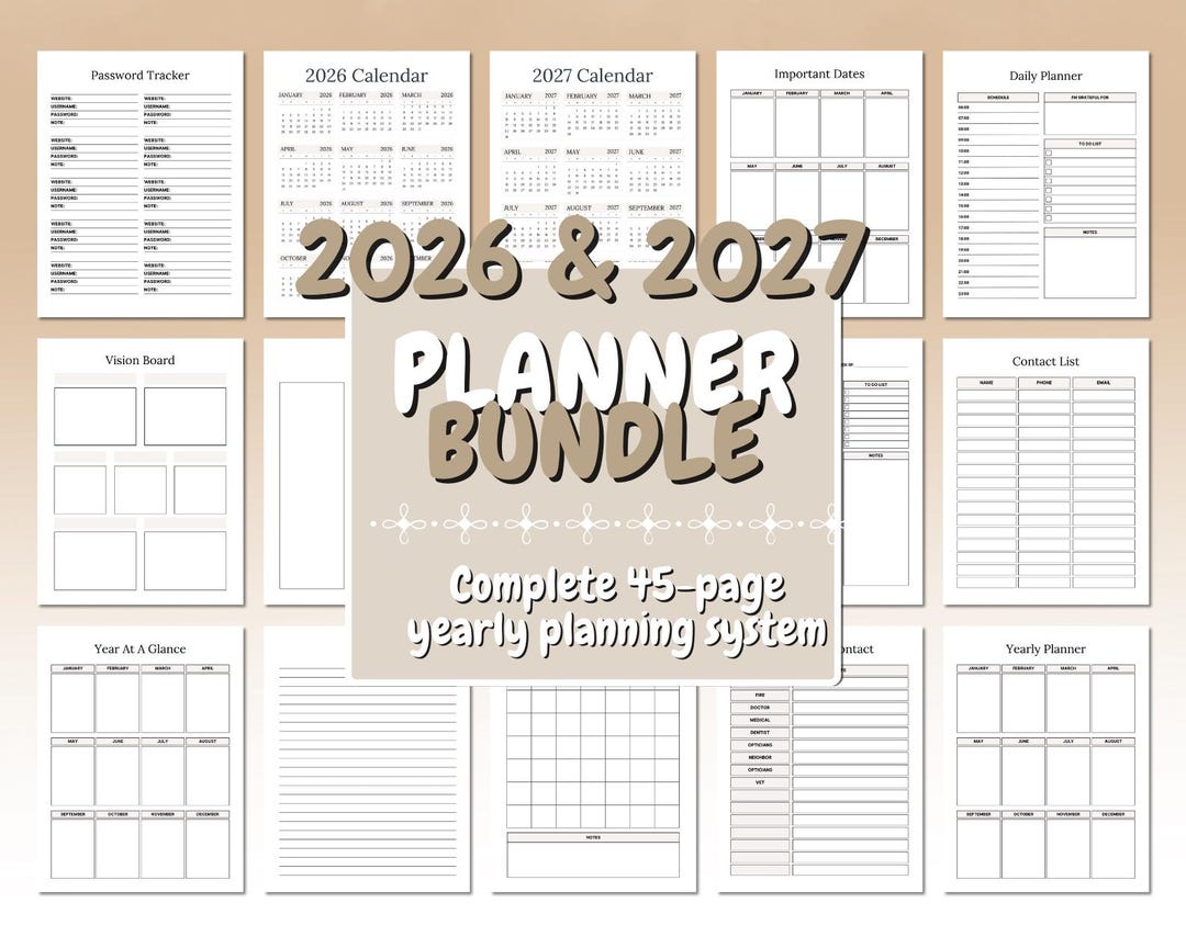 2026-2027 Digital Planner Bundle, Productivity Canva Template (digital ...