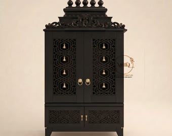 Tempio indù per la casa, realizzato a mano in legno massello di mango.