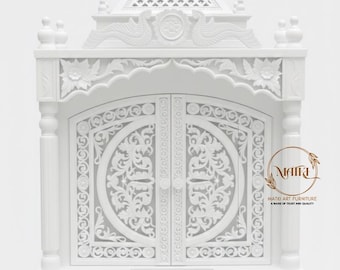 Handcrafted Mango Wood Pooja Mandir – Indian Home Temple with Storage