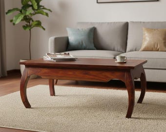 Mango Wood Coffee Table: Classic French Style, Turned Legs