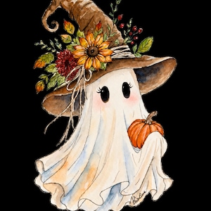 Boho Ghost Original Akvarell Digital Nedladdning