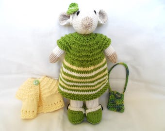 Animal de peluche tejido a mano con ropa ~ Animal de peluche suave vestido con atuendo, peluche amigurumi tierno ~ Ratón