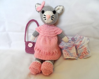 Animal de peluche tejido a mano con ropa ~ Animal de peluche suave vestido con atuendo, peluche amigurumi tierno ~ Gatito gato