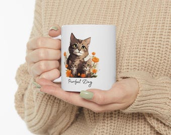Cat Mom Floral Ceramic Mug