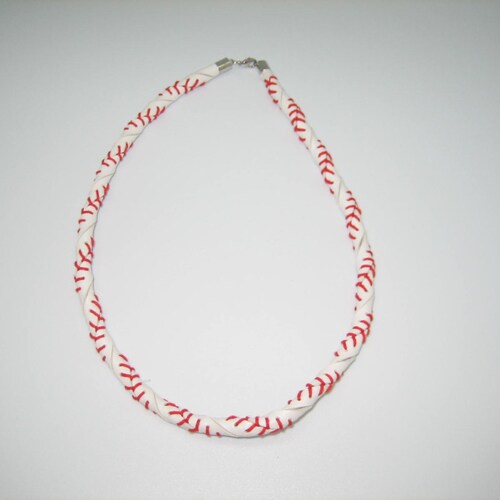 Leather Baseball Necklace Etsy