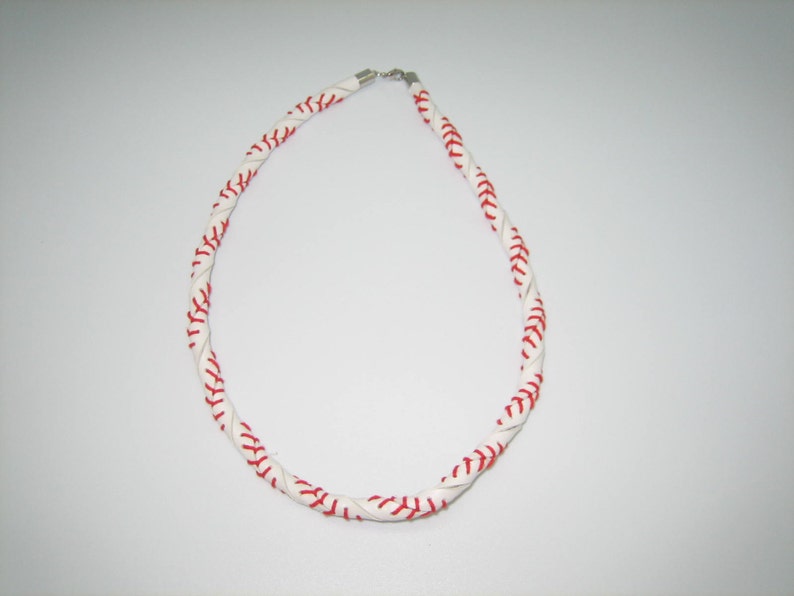 Leather Baseball Necklace image 1