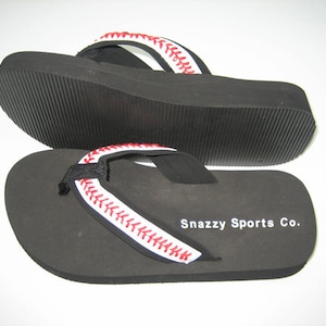 Leather Baseball Flip Flops