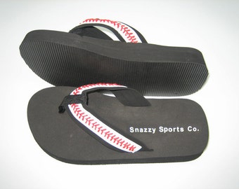 Leather Baseball Flip Flops