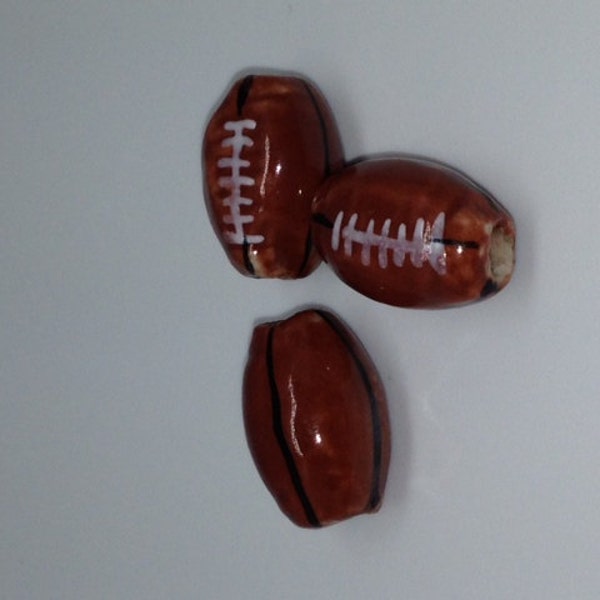 10 Ceramic Football Beads