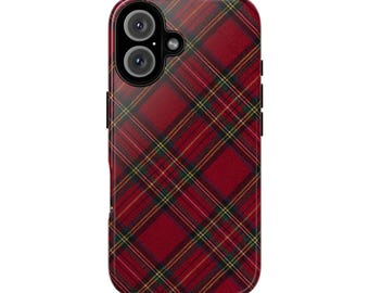 Winter Plaid Red Plaid Checkered Red Tartan Phone Case, iPhone 17