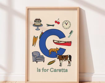 Impresión personalizada del alfabeto, letra C, arte de pared para habitación infantil o infantil