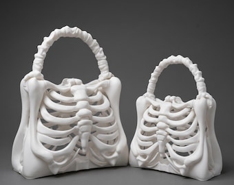 Skeleton Ribcage Handbag, 3D Printed Gothic Purse, Anatomical Bone Bag, Halloween Shoulder Bag, Alternative Fashion Accessory