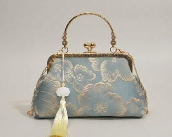 Retro Chinese Style Embroidered Clutch Bag with Tassel | Vintage Oriental Evening Handbag