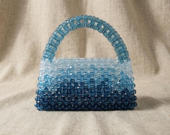 Sac perlé dégradé | Porte-monnaie en cristal ombré fait main avec chaîne perlée amovible