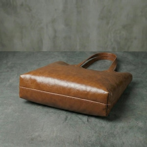 Genuine Leather Tote Bag | Minimalist Everyday Shoulder Handbag afbeelding 8
