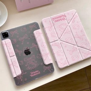 Tri-Fold Y-Stand Magnetic Detachable Pink Vivienne Westwood Hello Kitty iPad Case, iPad 11/Air 6/7/Pro Case, iPad Mini Case, Cute iPad Case