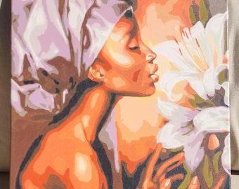 Lily Love **ZAKOŃCZONE** Malowanie po numerach, obraz w kolorze czarnym, 16"×20"