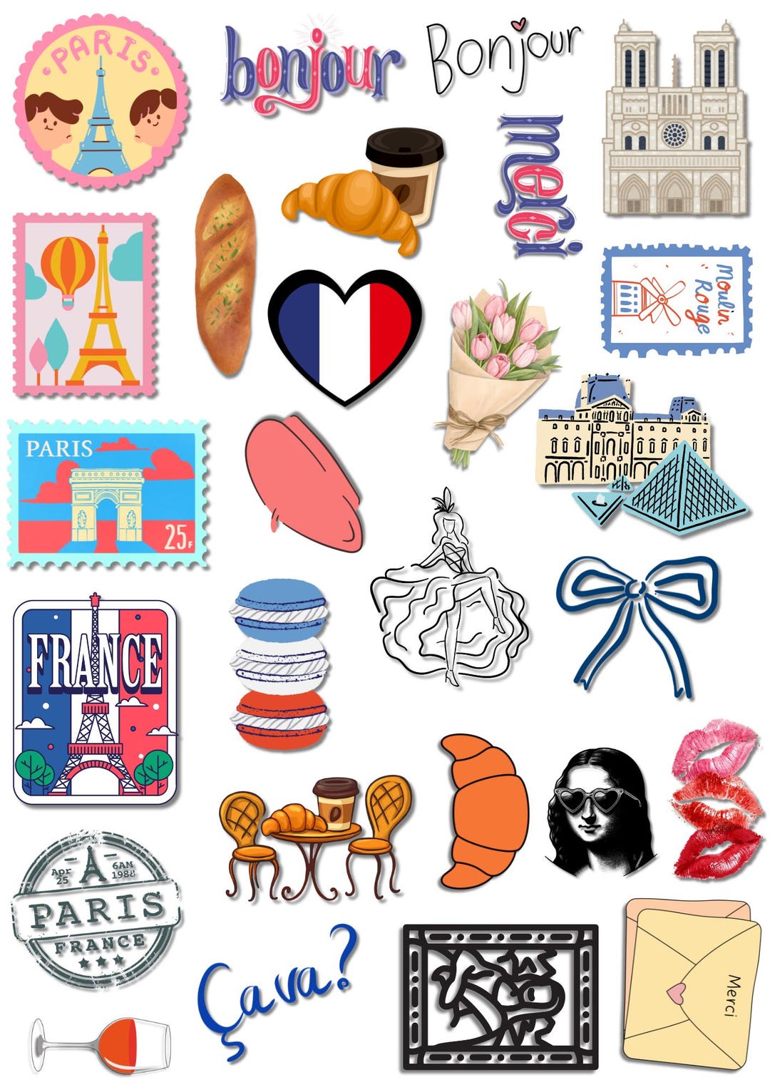France Inspired Stickers | Paris Aesthetic Sticker Set | French ...