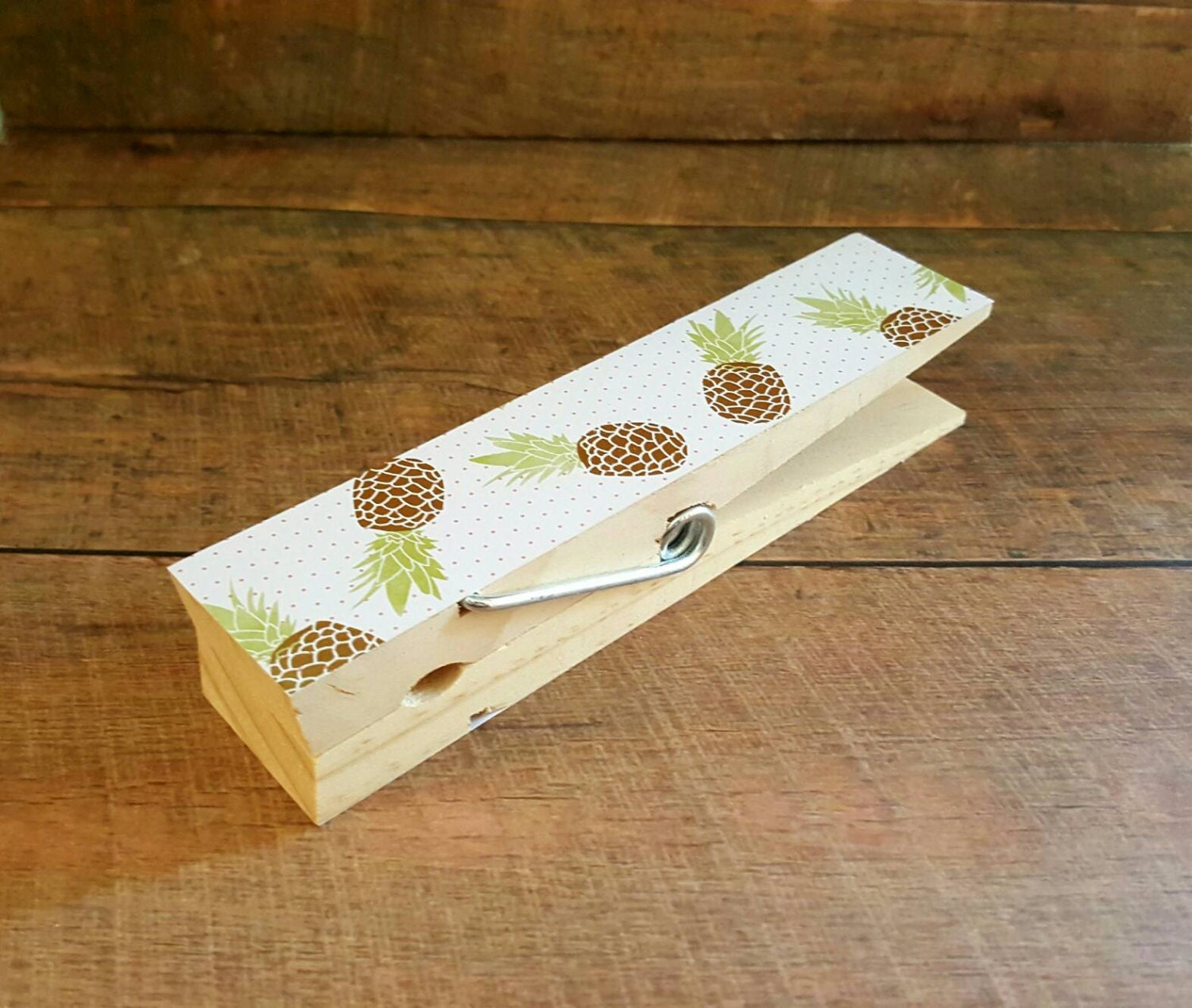 Jumbo Clothespin Photo Holder Recipe Holder Pineapples Large