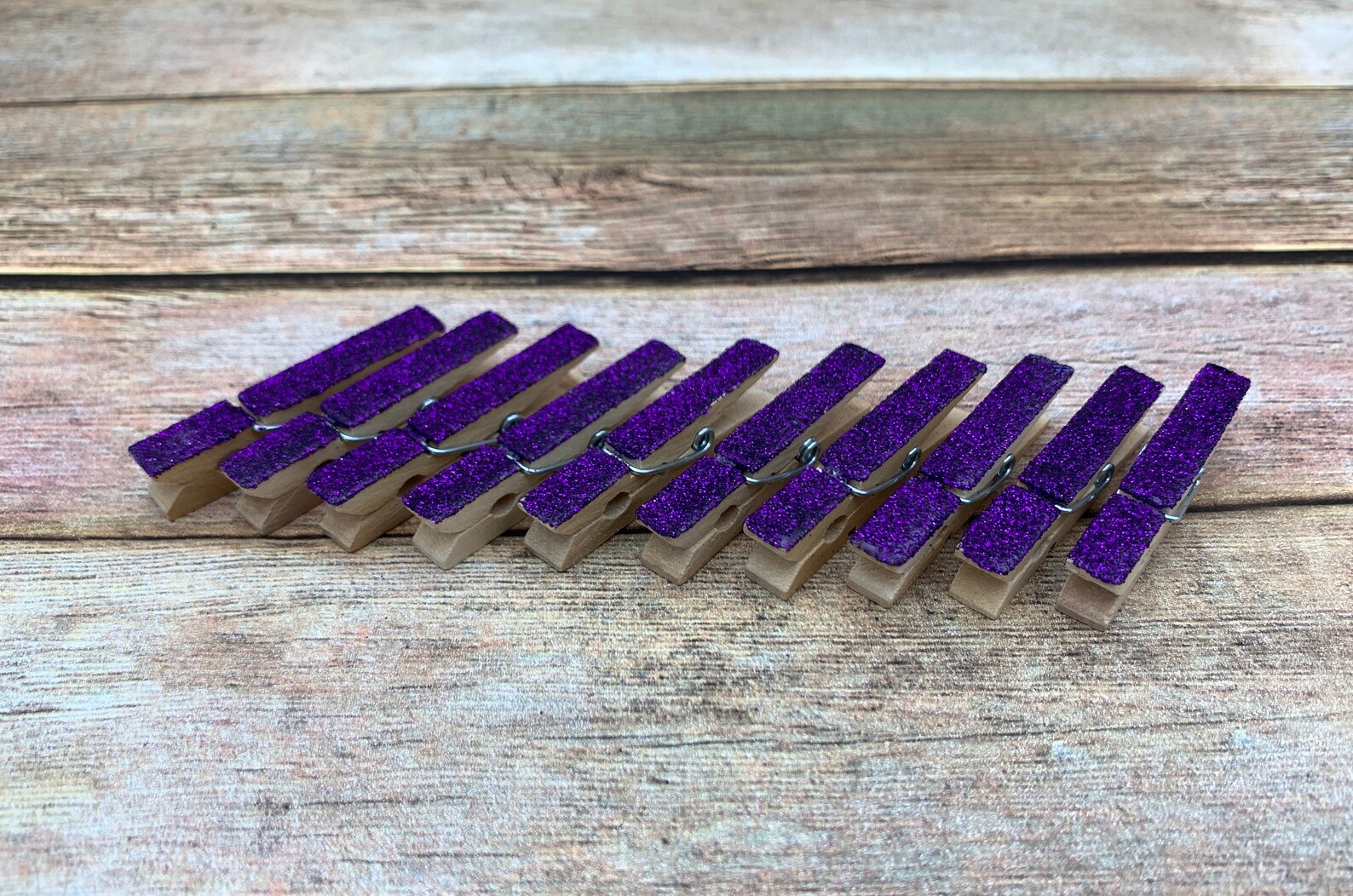 Mini Glitter Clothespins Purple Amethyst. Set of Ten 10. Etsy