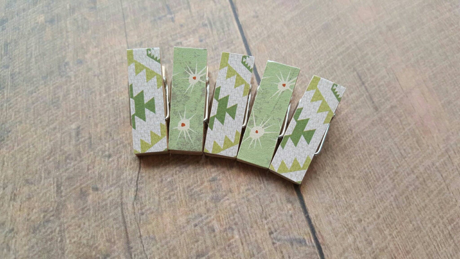 Fridge Magnets Green Aztec Cactus Thorns Clothespin Magnets