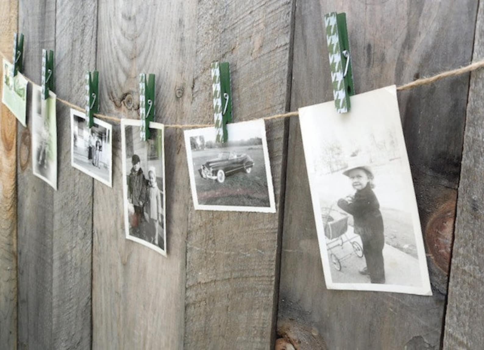 Decorative Clothespins With Jute Twine Art Display. Photo Etsy