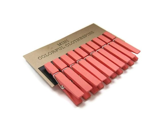 Mini Coral Clothespins. Mini Clothespins. Wedding Decor. Bridal Showe…