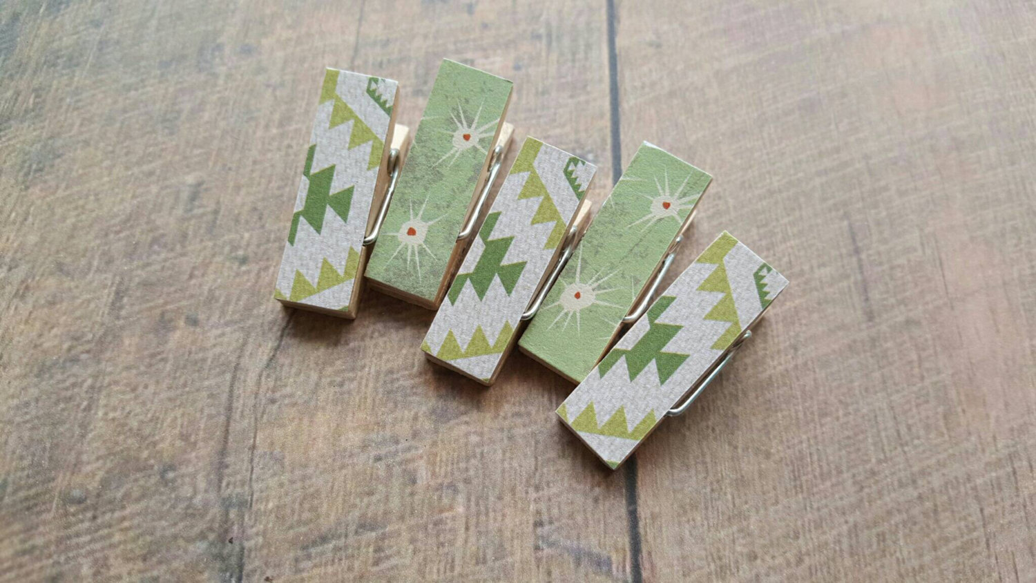 Fridge Magnets Green Aztec Cactus Thorns Clothespin Magnets