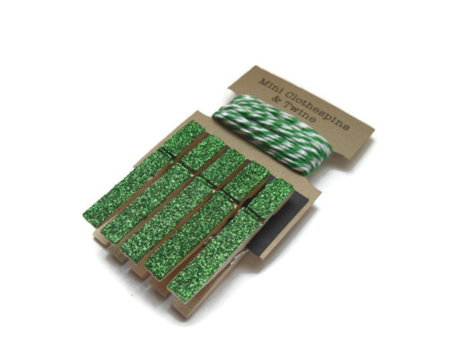 Emerald Green Glitter Mini Clothespins With Twine. Art Etsy