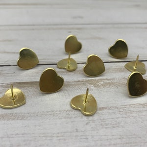 Gold Heart Thumb Tacks. Push Pins. Gold Hearts. Heart Push Pins. Memo Board. Office Accessories. Heart Tacks. Dorm Room Decor. image 1