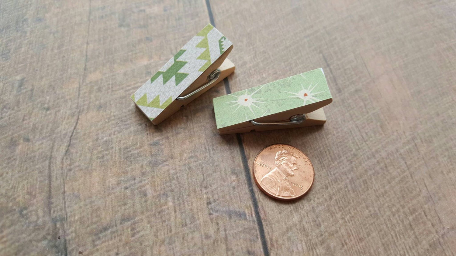 Fridge Magnets Green Aztec Cactus Thorns Clothespin Magnets