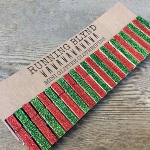Mini Clothespins Christmas Red and Green. Holiday Decor. Party Decor. Glitter Clothespins. Holiday Decor. Red Glitter. Green Glitter. image 1