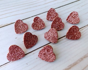 Rose Gold Glitter Cuore Pollice Tacks. Spingere i Pin. Cuori glitter. Pin di spinta del cuore. Pin della bacheca Memo. Accessori per ufficio. Mappa tacks.