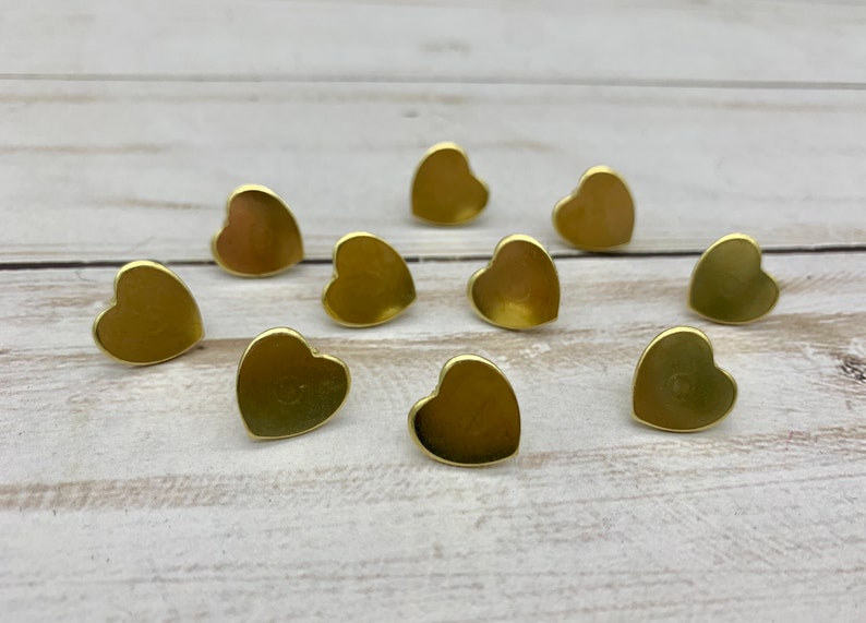 Gold Heart Thumb Tacks. Push Pins. Gold Hearts. Heart Push Pins. Memo Board. Office Accessories. Heart Tacks. Dorm Room Decor. image 2