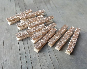 Champagne Oro Mini Clothespins, Festa Decor, Decor Matrimonio, Mini Clothespins, Glitter Clothespins, Forniture partito