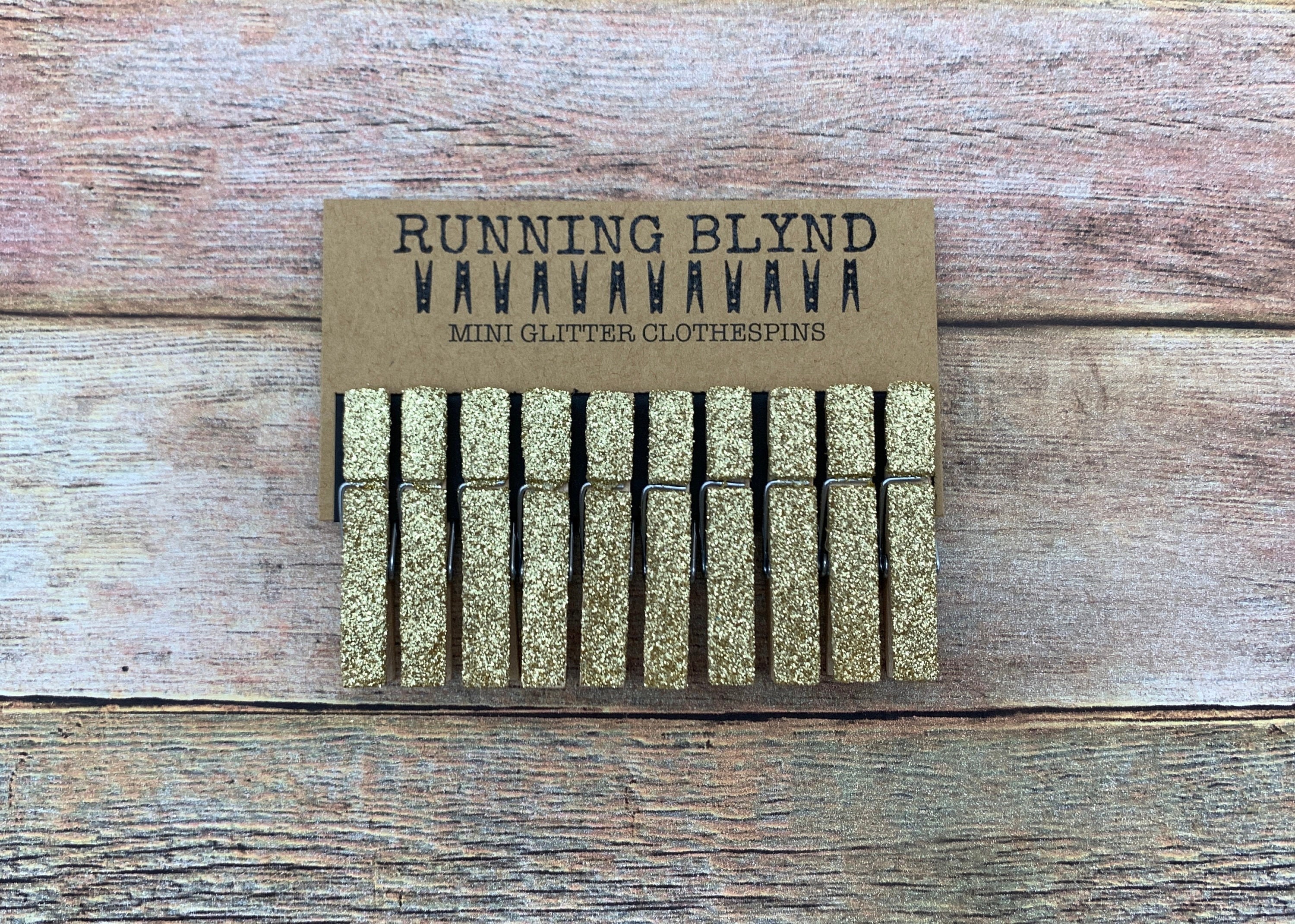 Mini Gold Glitter Clothespins. Set of Ten (10). Wedding Decor. Gold G…