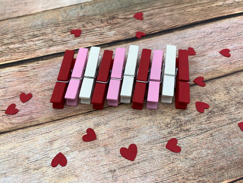 Valentine's Clothespins. Colorful Clothespins. Kids Art Display. Photo Garland. Valentine's Decor. Party Decor. Valentine's Decorations. image 6