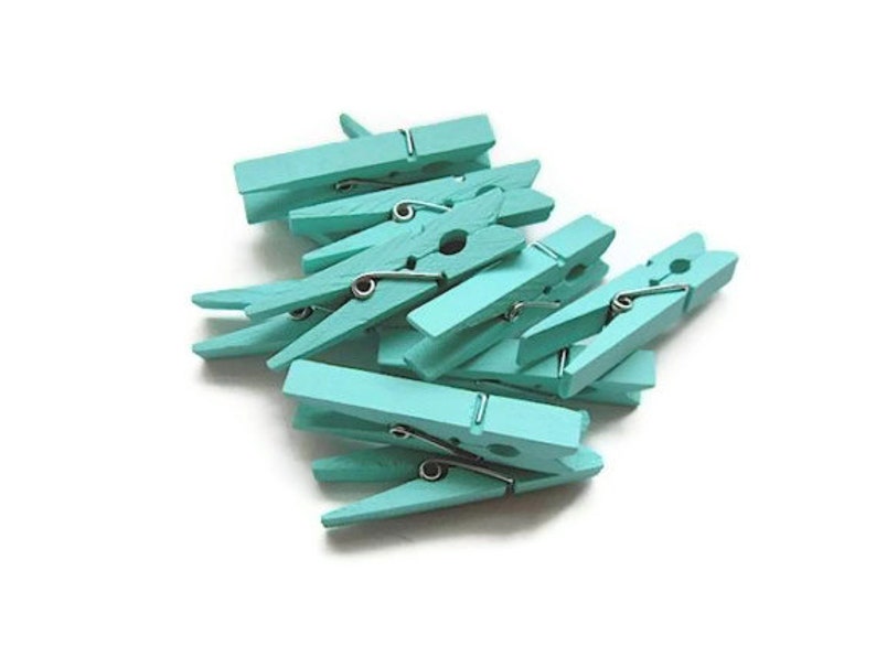 Mini Clothespins. Aqua Set of Ten 10. Wedding Decor. Bridal Etsy