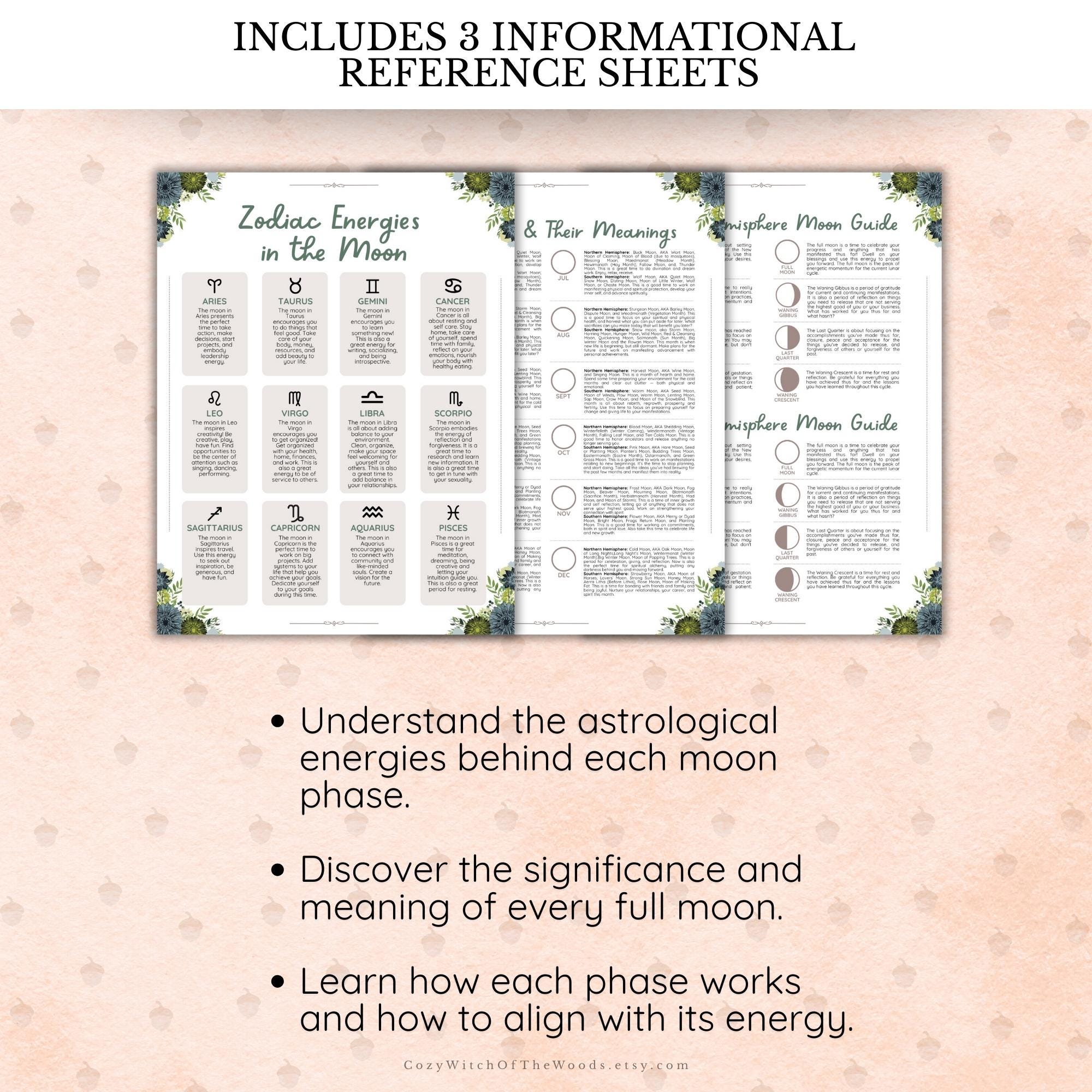 2026 Lunar Calendar Printable • Digital Moon Phase Planner • Celestial ...