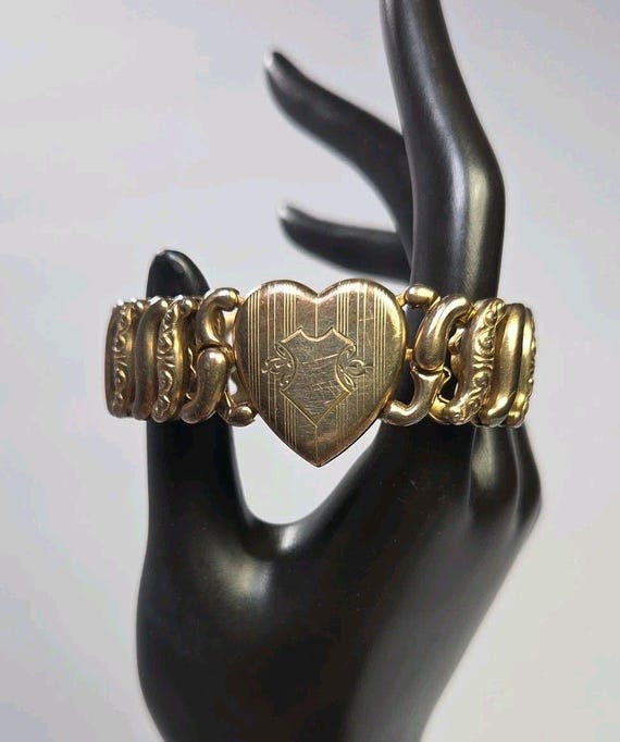 Vintage Gold Filled Sterling Pitman & Keeler American Queen Sweet Heart Bracelet