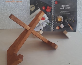 Buchständer Holz & Bilderständer – Kochbuchhalter, Schneidebrett | Wooden Book Stand